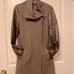 Danier Brown Trench Coat with Asymmetrical Design and Large Collar
